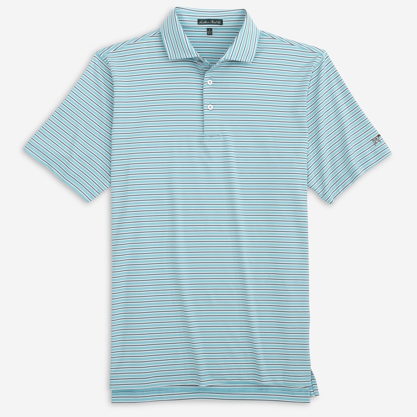 Birdie Stripe Performance Polo - Cabana Blue