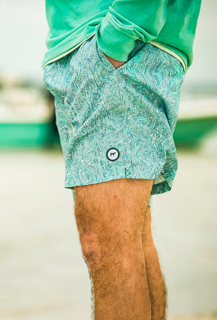 Close up of Southern Point Co swim shorts