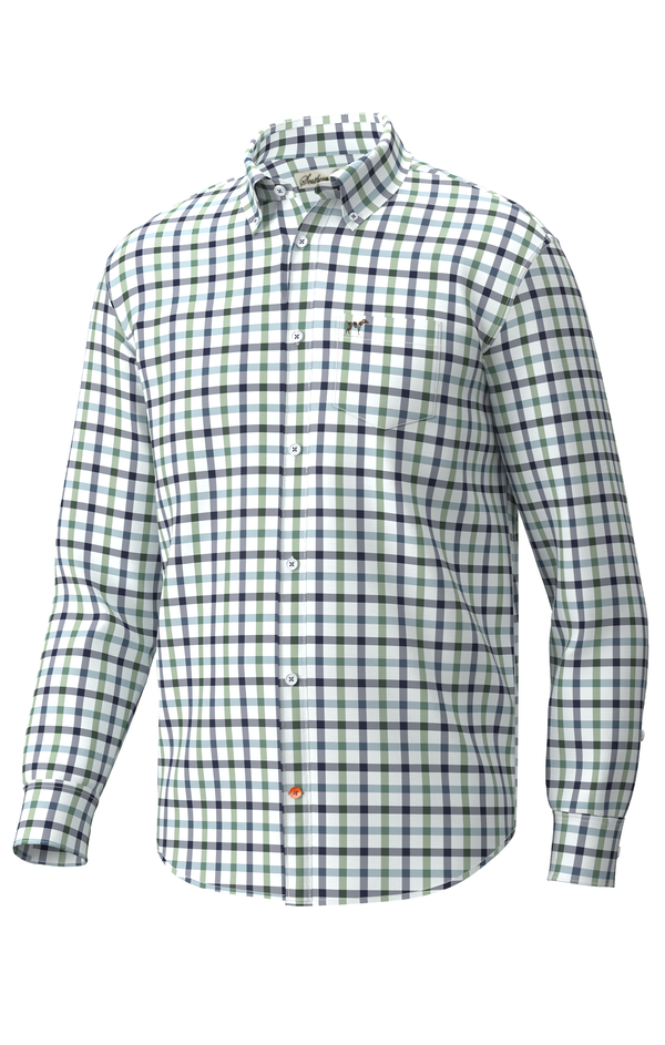 Hadley Performance Long Sleeve Button Down in Burke Tattersall, front view
